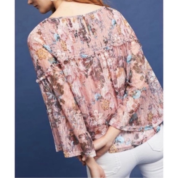 Anthropologie Akemi & Kin Floral Lace Patriza Bell Sleeve Top - Picture 2 of 3